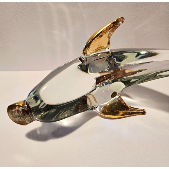 Large Murano Glass Gold Accented Dolphin Figurine - Picture 7 of 10